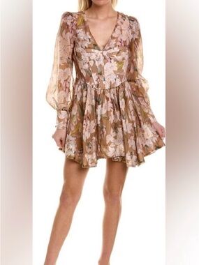 Bardot Zelina Corset Long Sleeve Floral Fairy Mini Tiered Dress 6 NWT Feminine